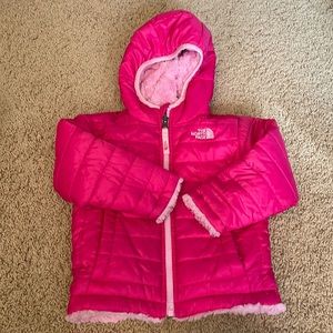 North Face pink reversible fleece lined jacket